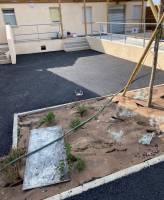 Chantier jardins bois au SALINS DE GIRAUD et enrobé noir